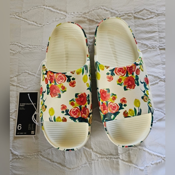 Nike Women's Calm Slide Slippers 'Floral' HF1069-100 Expeditedship Women's Sz 6 - Picture 8 of 13